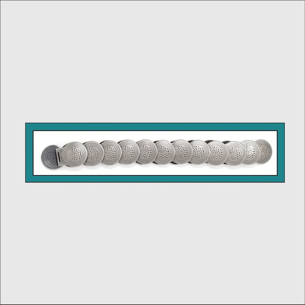 Brushed Silver Disc Stretch Belt